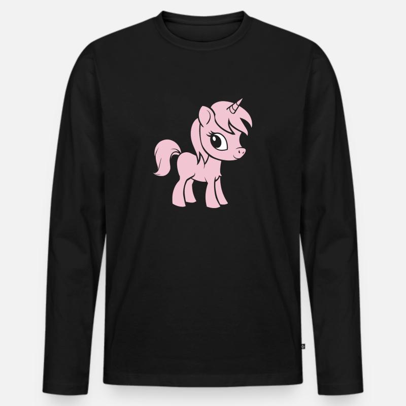 Pony - Männer Premium Bio Langarmshirt - Schwarz