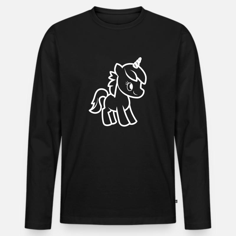 Pony - Männer Premium Bio Langarmshirt - Schwarz