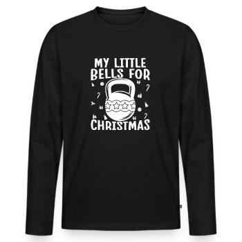 Gym Junkies My Little Bells For Christmas - Men's Premium Organic Long Sleeve Shirt - black - Front - Nico (187cm)