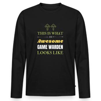So sieht ein großartiger Game Warden aus - Männer Premium Bio Langarmshirt - Schwarz - Vorne - Nico (187cm)