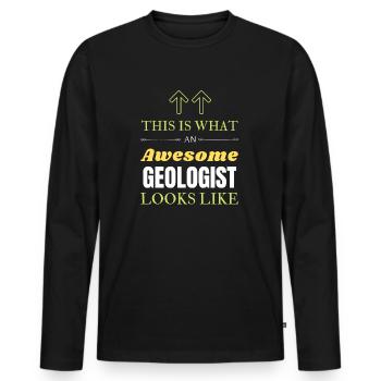 Voici à quoi ressemble un géologue génial - T-shirt manches longues Premium bio Homme - noir - Devant - Nico (187cm)