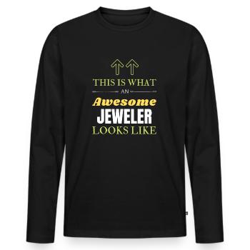 Voici à quoi ressemble un bijoutier génial - T-shirt manches longues Premium bio Homme - noir - Devant - Nico (187cm)