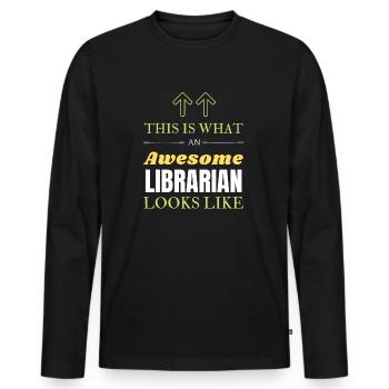 Voici à quoi ressemble un bibliothécaire génial - T-shirt manches longues Premium bio Homme - noir - Devant - Nico (187cm)