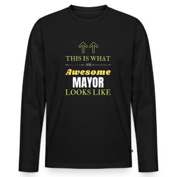 So sieht ein großartiger Bürgermeister aus - Männer Premium Bio Langarmshirt - Schwarz - Vorne - Nico (187cm)