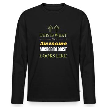 This is What an Awesome Microbiologist Looks Like - Men's Premium Organic Long Sleeve Shirt - black - Front - Nico (187cm)