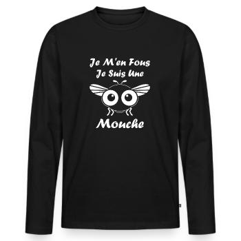 Insect Quote Fly Humor - Men's Premium Organic Long Sleeve Shirt - black - Front - Nico (187cm)