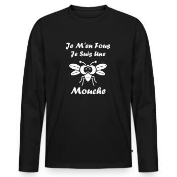 Insect Quote Fly Humor - Men's Premium Organic Long Sleeve Shirt - black - Front - Nico (187cm)