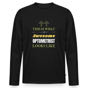 So sieht ein großartiger Optometrist aus - Männer Premium Bio Langarmshirt - Schwarz - Vorne - Nico (187cm)