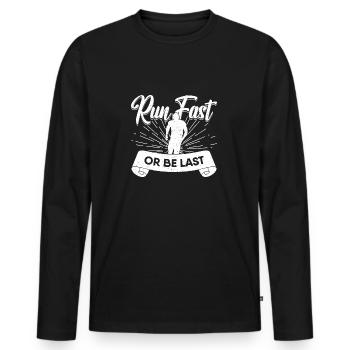 Cadeau de marathonien Courez vite ou soyez le dernier à courir - T-shirt manches longues Premium bio Homme - noir - Devant - Nico (187cm)