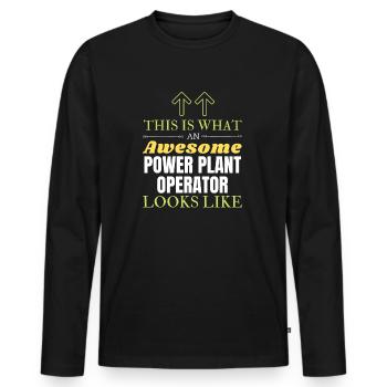 So sieht ein großartiger Kraftwerksbetreiber aus - Männer Premium Bio Langarmshirt - Schwarz - Vorne - Nico (187cm)