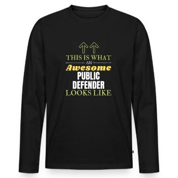 Voici à quoi ressemble un défenseur public génial - T-shirt manches longues Premium bio Homme - noir - Devant - Nico (187cm)