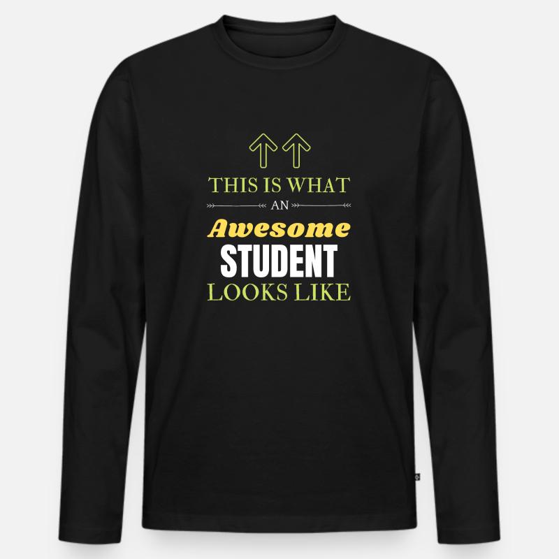 So sieht ein großartiger Student aus - Männer Premium Bio Langarmshirt - Schwarz
