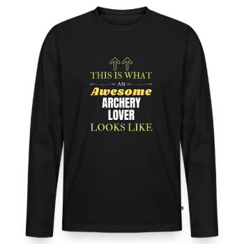 So sieht ein großartiger Bogenschieß-Liebhaber aus - Männer Premium Bio Langarmshirt - Schwarz - Vorne - Nico (187cm)