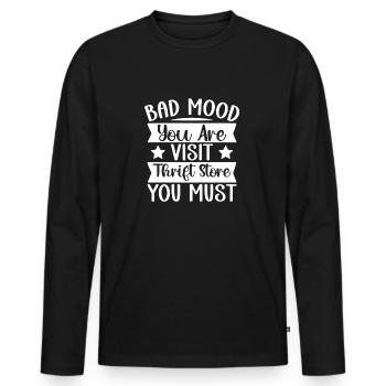Thrift Shop Bad Mood Visit Thrift Store Love - Männer Premium Bio Langarmshirt - Schwarz - Vorne - Nico (187cm)