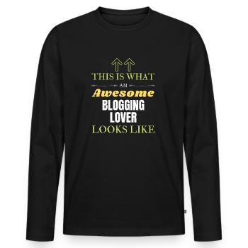 Voici à quoi ressemble un amateur de blogs génial - T-shirt manches longues Premium bio Homme - noir - Devant - Nico (187cm)