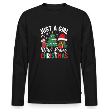 Just A Girl Who Loves Christmas Holiday Sister - Männer Premium Bio Langarmshirt - Schwarz - Vorne - Nico (187cm)