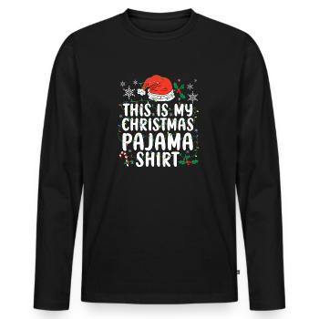 This Is My Christmas Pajama Shirt Santa Nap Sleep - Men's Premium Organic Long Sleeve Shirt - black - Front - Nico (187cm)