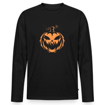 Pumpkin - Men's Premium Organic Long Sleeve Shirt - black - Front - Nico (187cm)