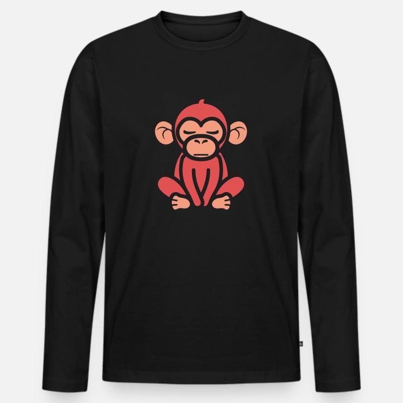 Pavian-Affe - Männer Premium Bio Langarmshirt - Schwarz