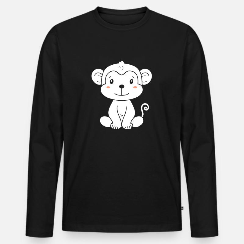 Pavian-Affe - Männer Premium Bio Langarmshirt - Schwarz