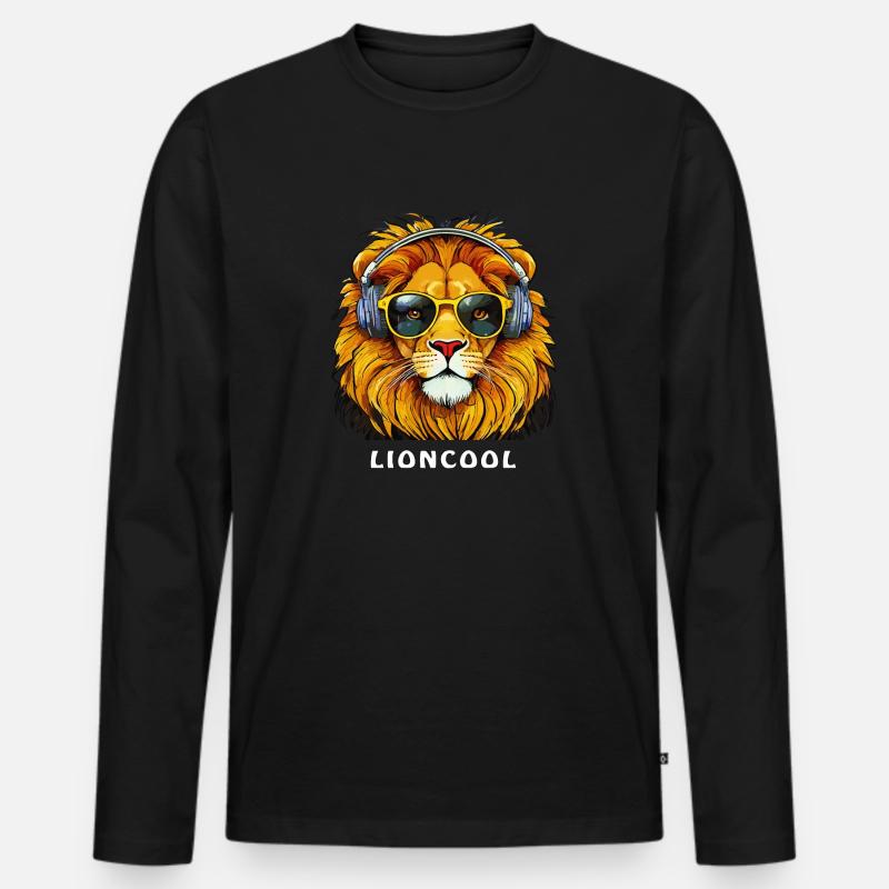 LIONCOOL - Männer Premium Bio Langarmshirt - Schwarz