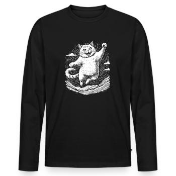 Cat practicing karate - Men's Premium Organic Long Sleeve Shirt - black - Front - Nico (187cm)