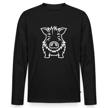 Wild boar - Men's Premium Organic Long Sleeve Shirt - black - Front - Nico (187cm)