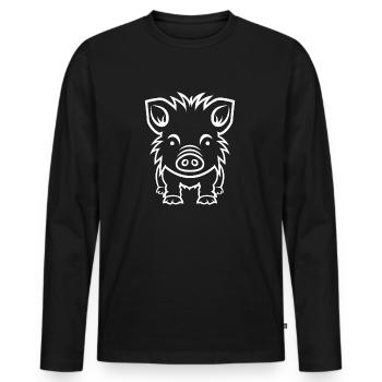 Wild boar - Men's Premium Organic Long Sleeve Shirt - black - Front - Nico (187cm)