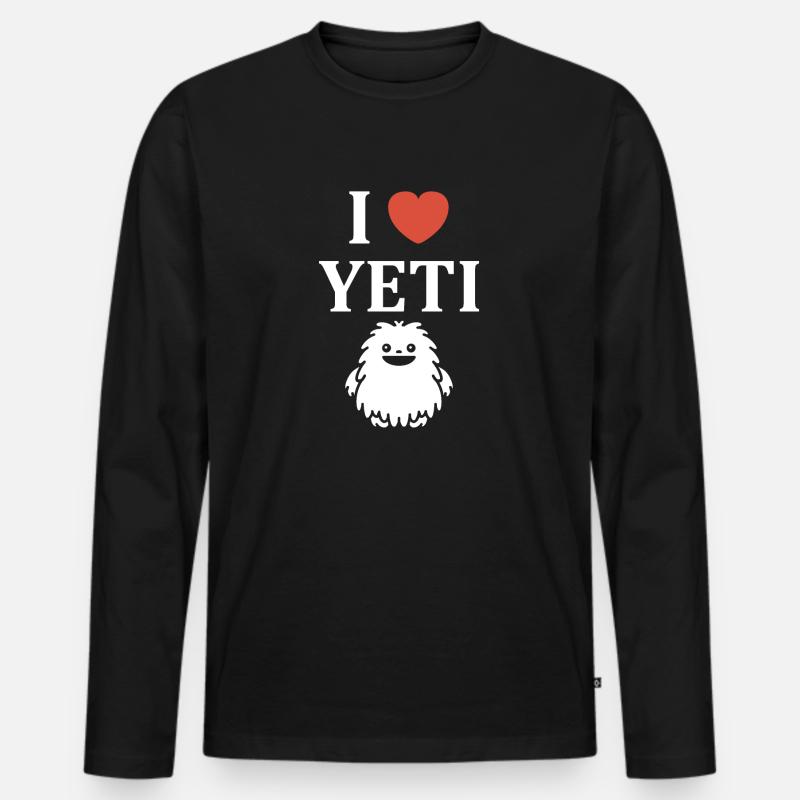 Yeti - Männer Premium Bio Langarmshirt - Schwarz