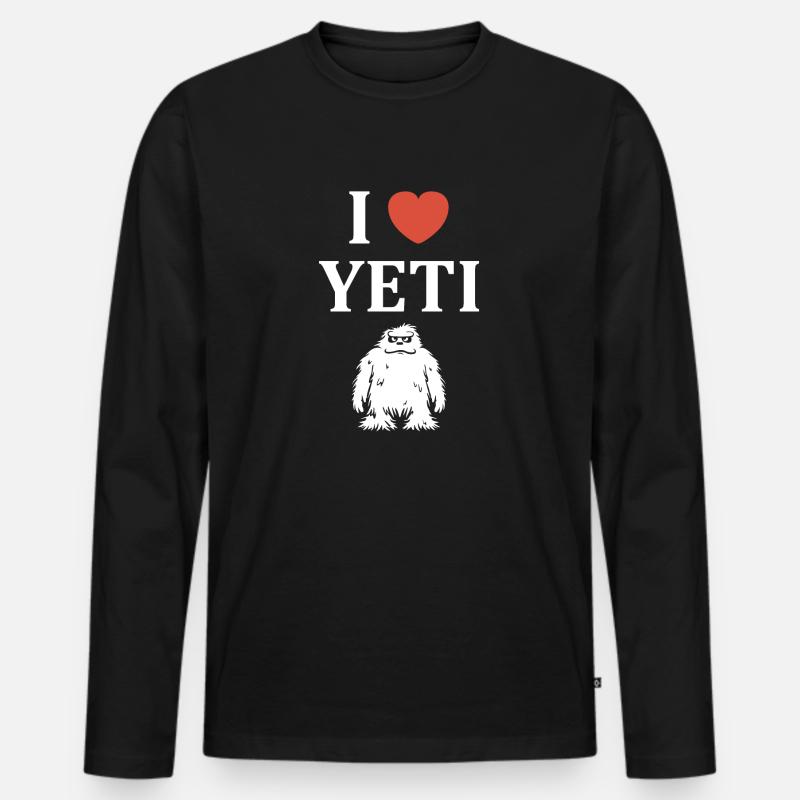 Yeti - Männer Premium Bio Langarmshirt - Schwarz