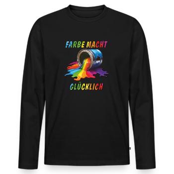 PAINT CAN: COLOUR MAKES YOU HAPPY - Men's Premium Organic Long Sleeve Shirt - black - Front - Nico (187cm)