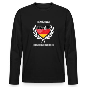 80 ans de paix pour l’Allemagne - T-shirt manches longues Premium bio Homme - noir - Devant - Nico (187cm)
