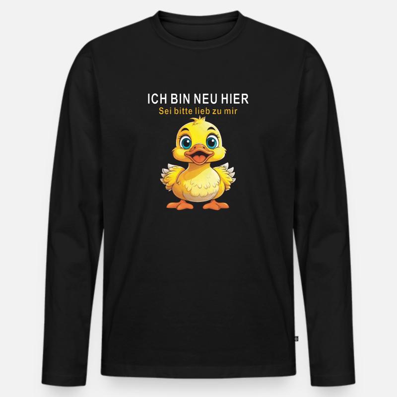 ICH BIN NEU HIER SEI LIEB - Männer Premium Bio Langarmshirt - Schwarz