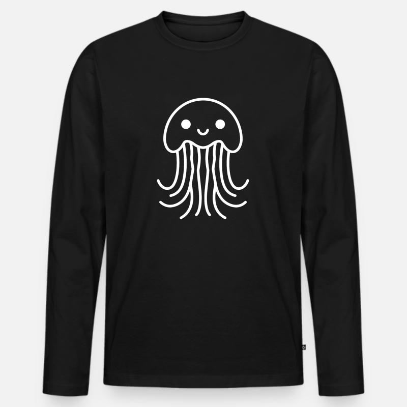 Qualle - Männer Premium Bio Langarmshirt - Schwarz