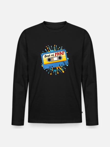 1950 MUSIC CASSETTE BEST OF - Men's Premium Organic Long Sleeve Shirt - black