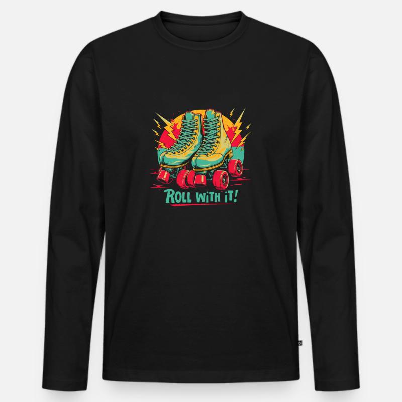ROLLEN - Männer Premium Bio Langarmshirt - Schwarz