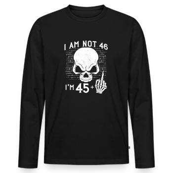 I Am 45 Plus Middle Finger - 46th Birthday - Men's Premium Organic Long Sleeve Shirt - black - Front - Nico (187cm)