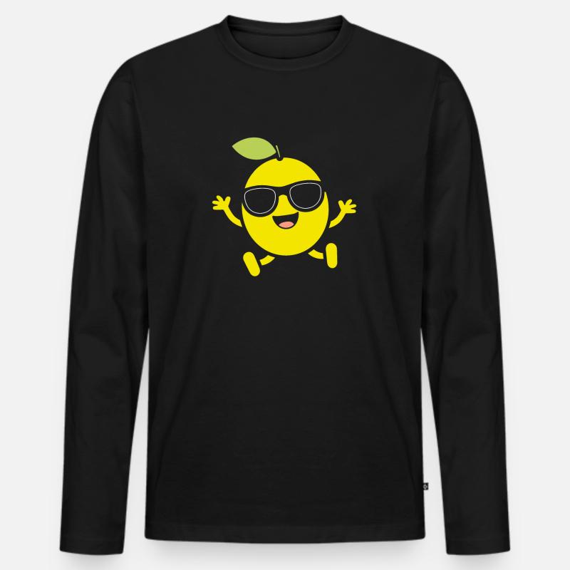 Zitrone - Männer Premium Bio Langarmshirt - Schwarz