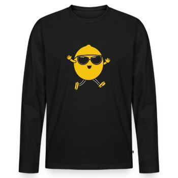 Zitrone - Männer Premium Bio Langarmshirt - Schwarz - Vorne - Nico (187cm)