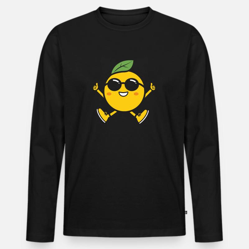 Zitrone - Männer Premium Bio Langarmshirt - Schwarz