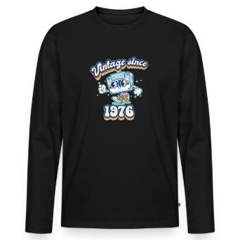 Vintage depuis 1976 Classique Rétro 49ème Anniversaire - T-shirt manches longues Premium bio Homme - noir - Devant - Nico (187cm)