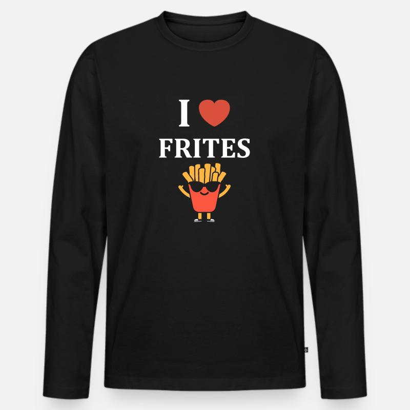 Pommes frites - Männer Premium Bio Langarmshirt - Schwarz