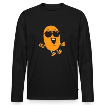 Erdnuss - Männer Premium Bio Langarmshirt - Schwarz - Vorne - Nico (187cm)