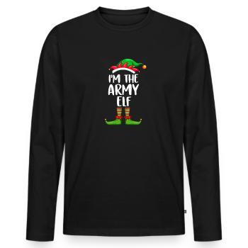I'm The Army Elf Shirt Matching Family Christmas - Men's Premium Organic Long Sleeve Shirt - black - Front - Nico (187cm)