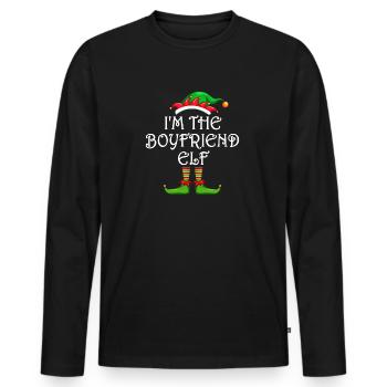 I'm The Boyfriend Elf Shirt Matching Family - Men's Premium Organic Long Sleeve Shirt - black - Front - Nico (187cm)