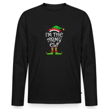 Je suis l’armée elfe chemise assortie Noël en famille - T-shirt manches longues Premium bio Homme - noir - Devant - Nico (187cm)