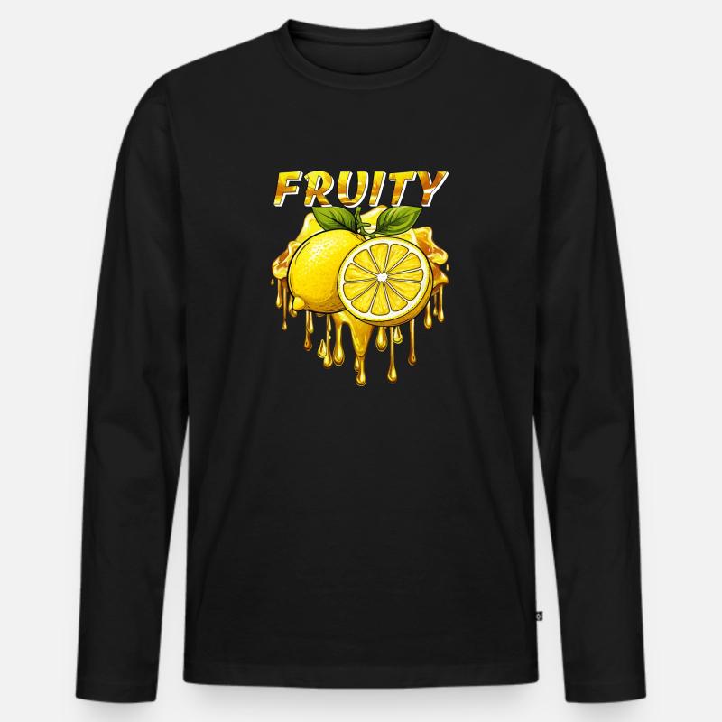 ZITRONE FRUITY - Männer Premium Bio Langarmshirt - Schwarz
