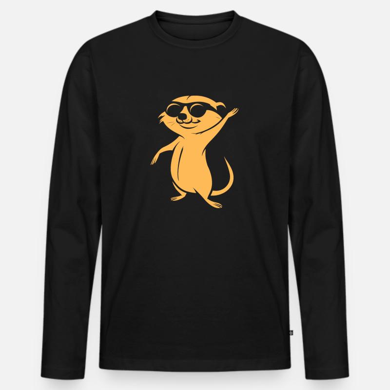 Erdmännchen - Männer Premium Bio Langarmshirt - Schwarz