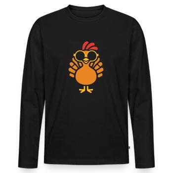 Chicken - Men's Premium Organic Long Sleeve Shirt - black - Front - Nico (187cm)
