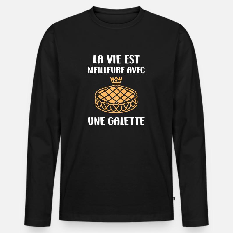 Pfannkuchen - Männer Premium Bio Langarmshirt - Schwarz